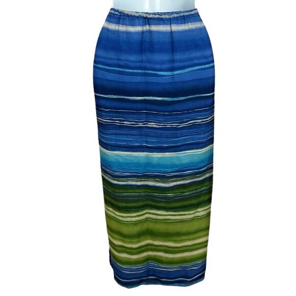 Valerie By Valerie Stevens Silk Maxi Skirt Sz Large Petite PL Wrap Blue Long - Picture 1 of 6